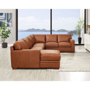 Dillon 136" Wide Genuine Leather Corner Sectional