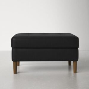 Geo 31.5" Wide Genuine Leather Tufted Rectangle Cocktail Ottoman