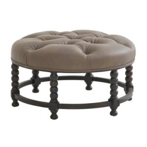 Hanover Leather Tufted Top Ottoman