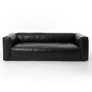 Jayona 99" Genuine Leather Tuxedo Arm Sofa