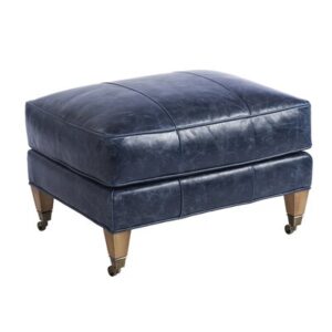 Sydney Leather Ottoman with Brass Caster