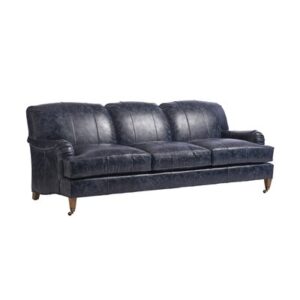 Sydney Leather Sofa with Brass Caster