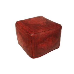 18" Wide Genuine Leather Square Cube Ottoman