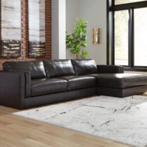 Amiata 2-Piece Leather Sectional with Chaise, Onyx