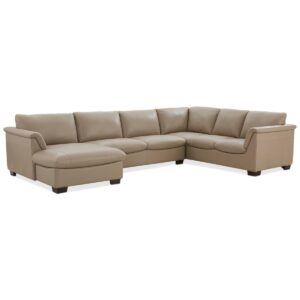 Arond 144" 3-Pc. Leather Sectional with Chaise, Created for Macy's - Sand