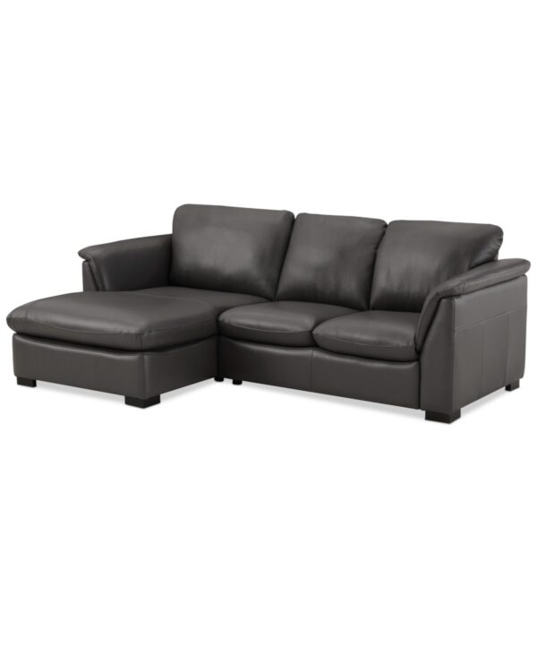 Arond 97" 2-Pc. Leather Sectional with Chaise, Created for Macy's - Charcoal