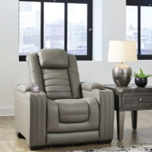 Backtrack Power Leather Recliner Leather, Gray