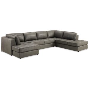 Closeout! Nicholden 3-Pc. Leather Sectional, Created for Macy's - Grey