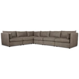 Closeout! Preston Leather 6-Pc. Sectional, Created for Macy's - Grey