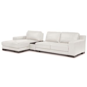 Darrium 3-Pc. Leather Chaise Sofa with Console, Created for Macy's - White