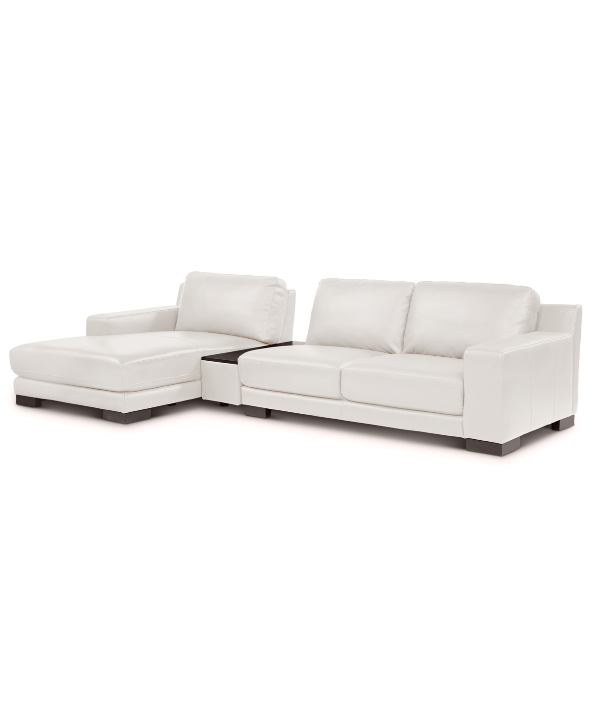 Darrium 3-Pc. Leather Chaise Sofa with Console, Created for Macy's ...