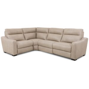 Gabrine 4-Pc. Leather Sectional with 2 Power Headrests, Created for Macy's - Ivory