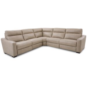 Gabrine 5-Pc. Leather Sectional with 2 Power Headrests, Created for Macy's - Ivory