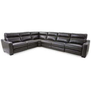 Gabrine 6-Pc. Leather Sectional with 3 Power Headrests, Created for Macy's - Charcoal
