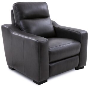 Gabrine Leather Power Recliner, Created for Macy's - Charcoal