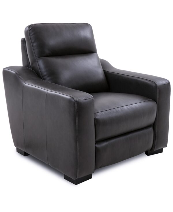Gabrine Leather Power Recliner, Created for Macy's - Charcoal