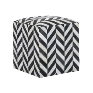 Herring 18" Wide Genuine Leather Square Chevron Pouf Ottoman