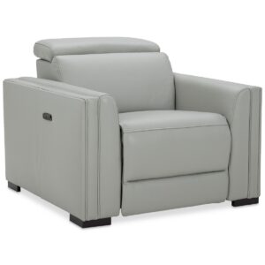 Jenneth 41" Leather Recliner, Created for Macy's - Light Grey
