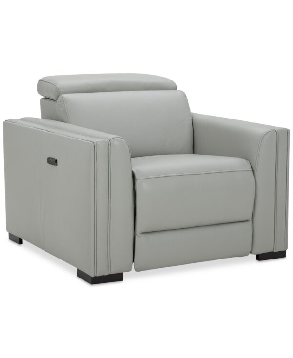 Jenneth 41" Leather Recliner, Created for Macy's - Light Grey