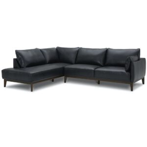 Jollene Leather 2-Pc. Sectional with Chaise, Created for Macy's - Navy