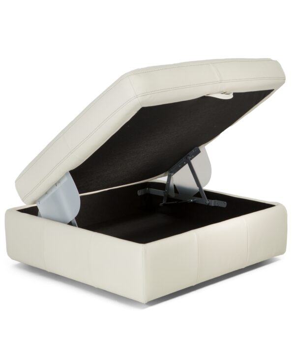 Julius Ii Leather Storage Ottoman - Off White