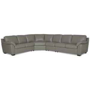 Lothan 4-Pc. Leather Sectional Sofa, Created for Macy's - Valencia Alloy Grey