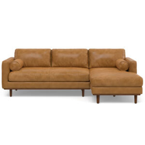 Morrison Mid Century Genuine Leather Sectional 102 inch Wide Sofa