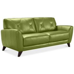 Myia 82" Tufted Back Leather Sofa, Created for Macy's - Green Apple