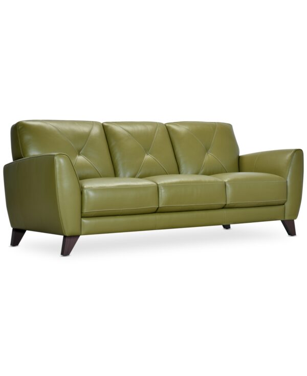 Myia 85" Leather Sofa, Created for Macy's - Apple Green