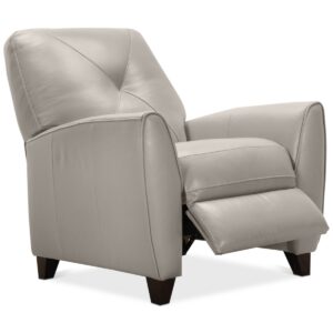 Myia Tufted Back Leather Pushback Recliner, Created for Macy's - Ivory