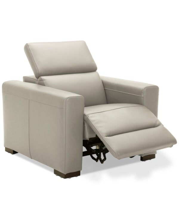 Nevio 39" Leather Power Recliner with Rachet Headrest - Argento Stone Ivory