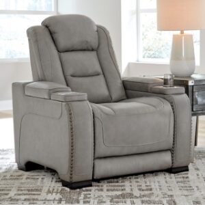 The Man-Den Triple Power Leather Recliner Leather, Gray