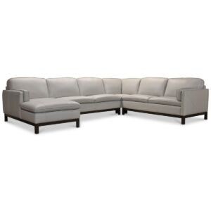 Virton 136" 4-Pc. Leather Chaise Sectional Sofa, Created for Macy's - Dove Grey