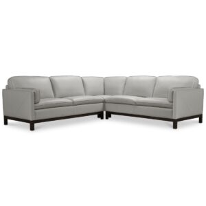 Virton 3-Pc. Leather "L" Sectional Sofa, Created for Macy's - Dove Grey