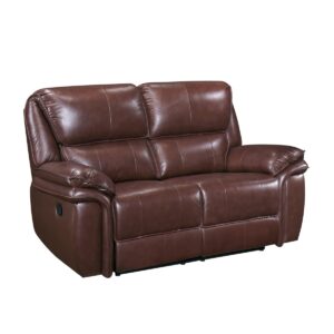 White Label Colin 66" Leather Match Lay Flat Double Reclining Love Seat - Brown