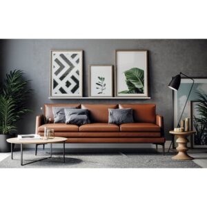 Whitmire 75" Genuine Leather Recessed Arm Sofa