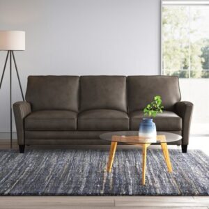 Zion 87" Genuine Leather Flared Arm Sofa