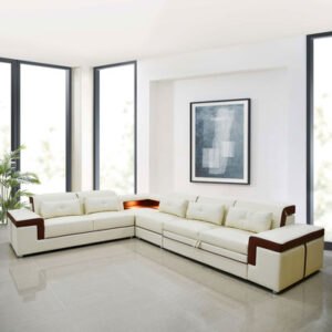 137" Wide Genuine Leather Symmetrical Corner Sectional
