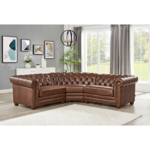 139'' Wide Genuine Leather Reversible Corner Sectional