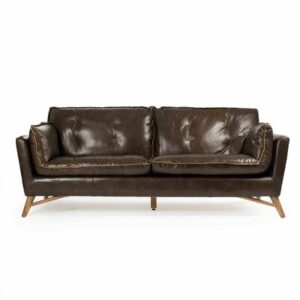 84.75" Genuine Leather Flared Arm Sofa