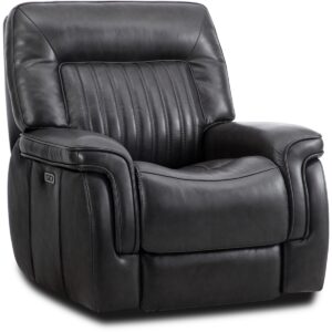 Closeout! Thaniel 38" Leather Power Glider Recliner, Created for Macy's - Stampeded Charcoal
