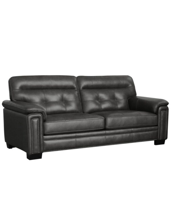 Harrison 87" Leather Traditional Sofa - Gray