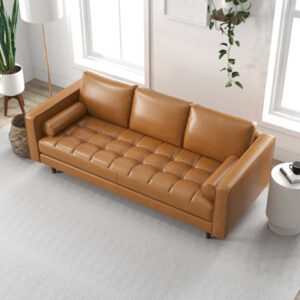 Lilla 87" Genuine Leather Square Arm Sofa