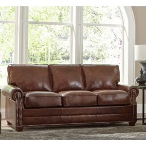 Revo 81" Genuine Leather Rolled Arm Sofa Bed