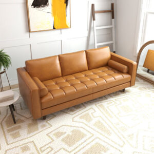 Tellara 87" Genuine Leather Square Arm Sofa