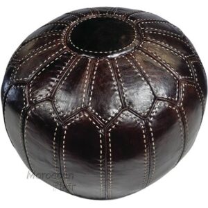 Alemany 20'' Genuine Leather Round Pouf Ottoman