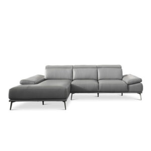 Amanda Leather Sectional with Adjustable Armrest