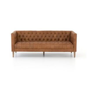 Columbia 75'' Genuine Leather Tuxedo Arm Sofa