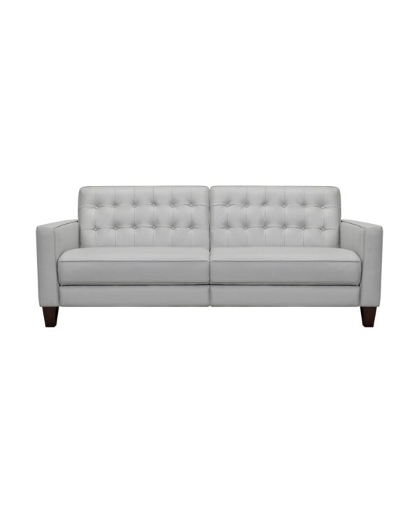 Wesley 81" Genuine Leather Power Footrest Tuxedo Arm Sofa - Dove Gray