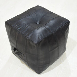 17" Wide Genuine Leather Tufted Square Pouf Ottoman